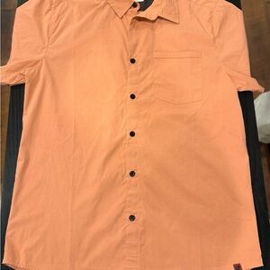 Casual Men's Button-Down Shirt in Vibrant Orange